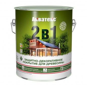 Защитно-декоративное покрытие для дерева АКВАТЕКС 2 в 1, полуматовое, 2,7 л, бесцветное