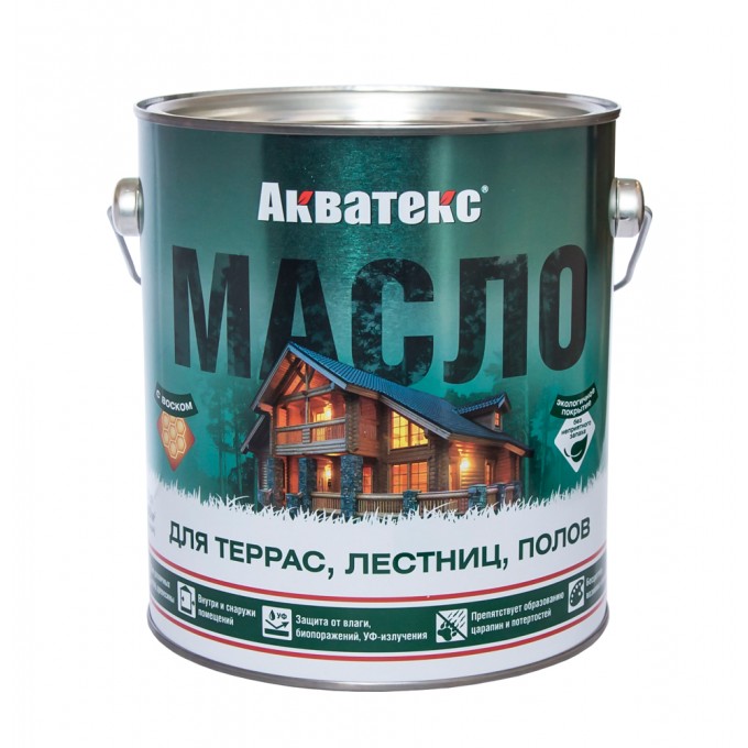 Масло для террас, лестниц, полов Акватекс, матовое, бесцветное, 2,5 л 90169